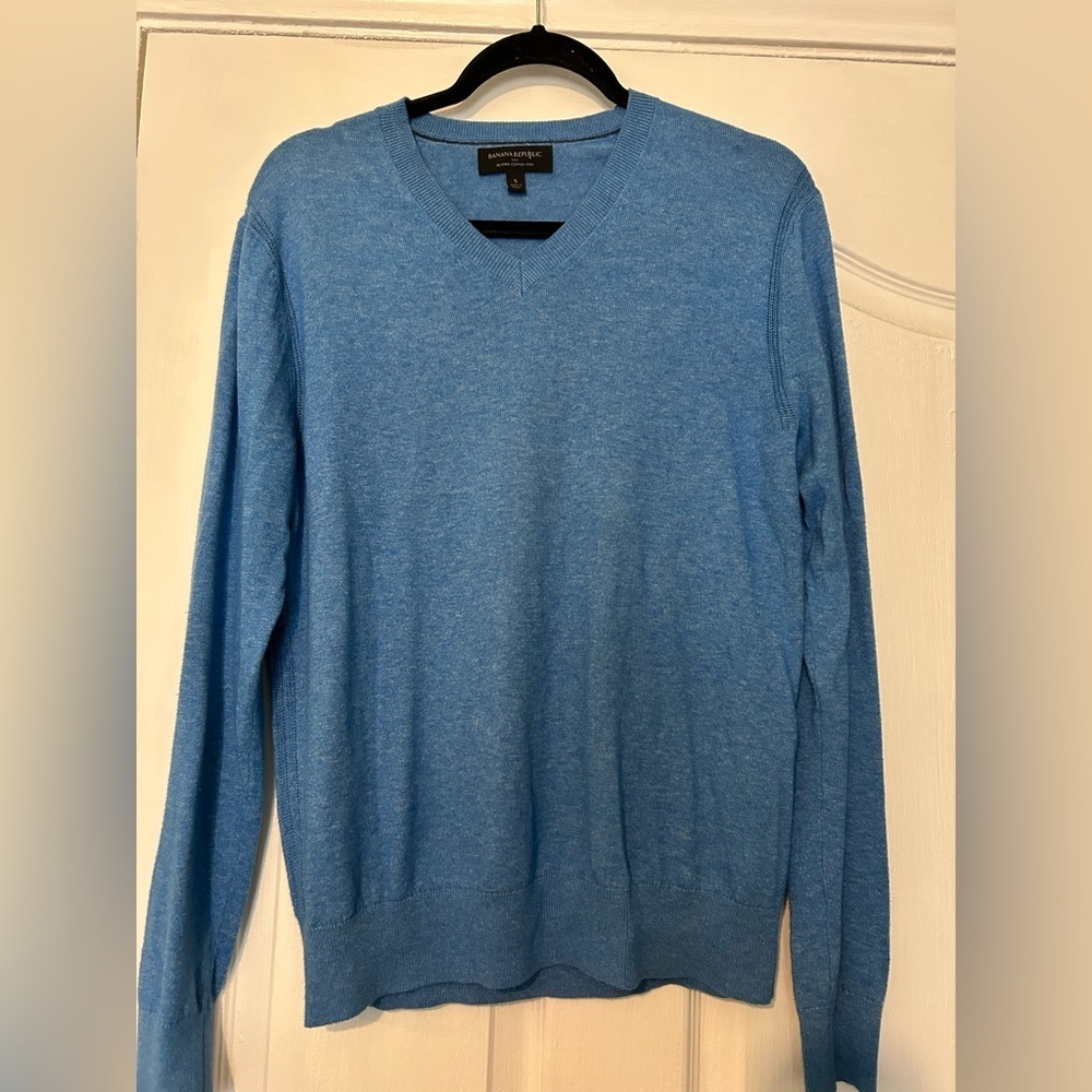 Banana Republic V Neck 100% Heather Cotton Yarn Long Sleeve Sweater small